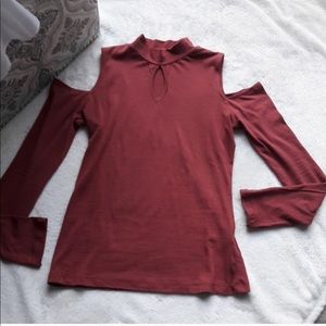 Cold Shoulder Long Sleeve Top Size M